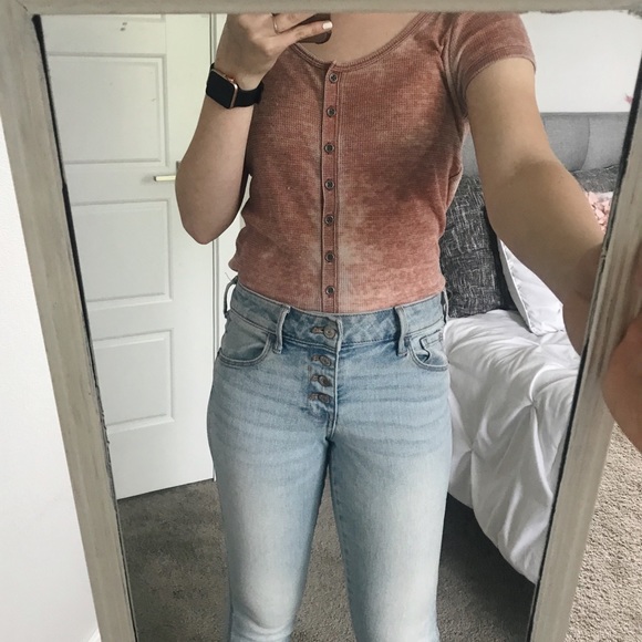 button faded waffle knit tee - Picture 1 of 3